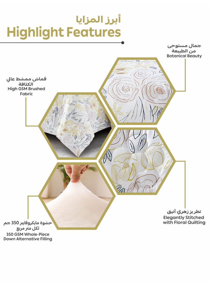 Donetella Bedding Comforter Set, King Size 250x230cm - 4-Pcs Digital Print Quilted Bed Set, Microfiber Fabric - 1 Comforter, 2 Pillow Shams,1 Cushion Cover. - Image 5