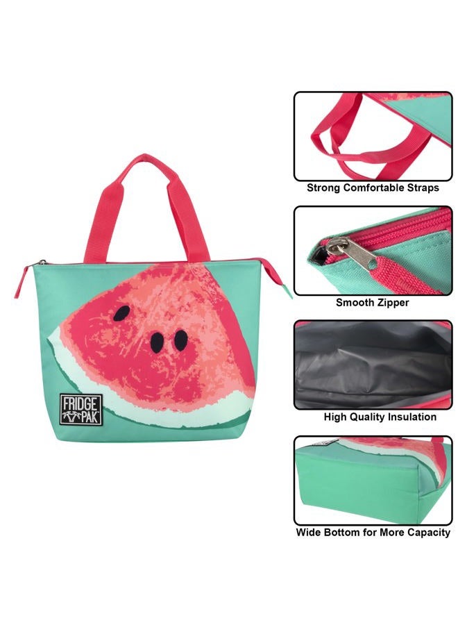 Fridge Pak Tropical Lunch Tote Bag Fruit Lunch Bag for Women Insulated Cooler Bags for Beach, Food, Groceries (Watermelon Slice Tote) - Image 2