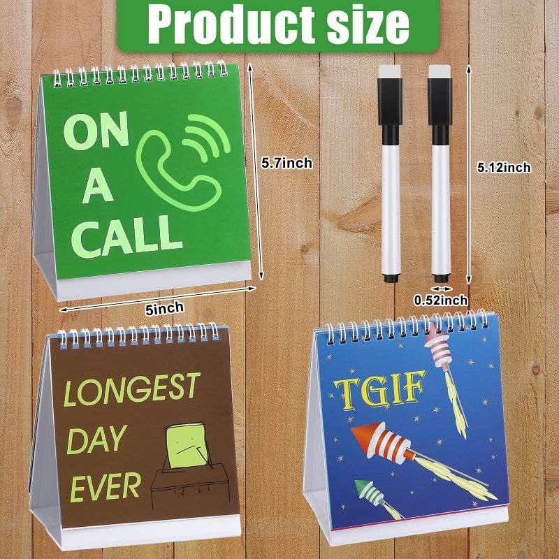 Outus 2 Pcs Funny Desk Signs Office Gifts for Coworkers Staff Christmas Cool Cubicle Desk Accessories White Elephant Gift 60 Page Fun Pictures 5" Flip-over Message Calendar with 2 Pen Daily Mood Decor - Image 3