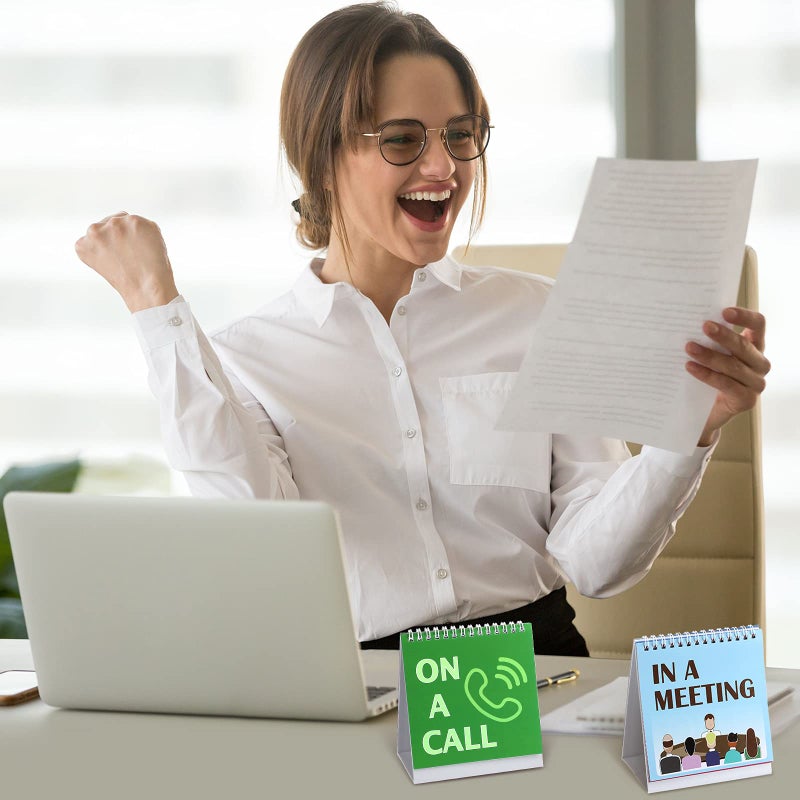 Outus 2 Pcs Funny Desk Signs Office Gifts for Coworkers Staff Christmas Cool Cubicle Desk Accessories White Elephant Gift 60 Page Fun Pictures 5" Flip-over Message Calendar with 2 Pen Daily Mood Decor - Image 5