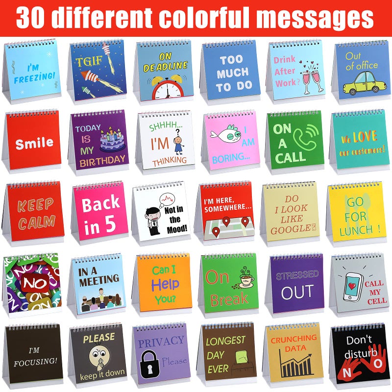 Outus 2 Pcs Funny Desk Signs Office Gifts for Coworkers Staff Christmas Cool Cubicle Desk Accessories White Elephant Gift 60 Page Fun Pictures 5" Flip-over Message Calendar with 2 Pen Daily Mood Decor - Image 2
