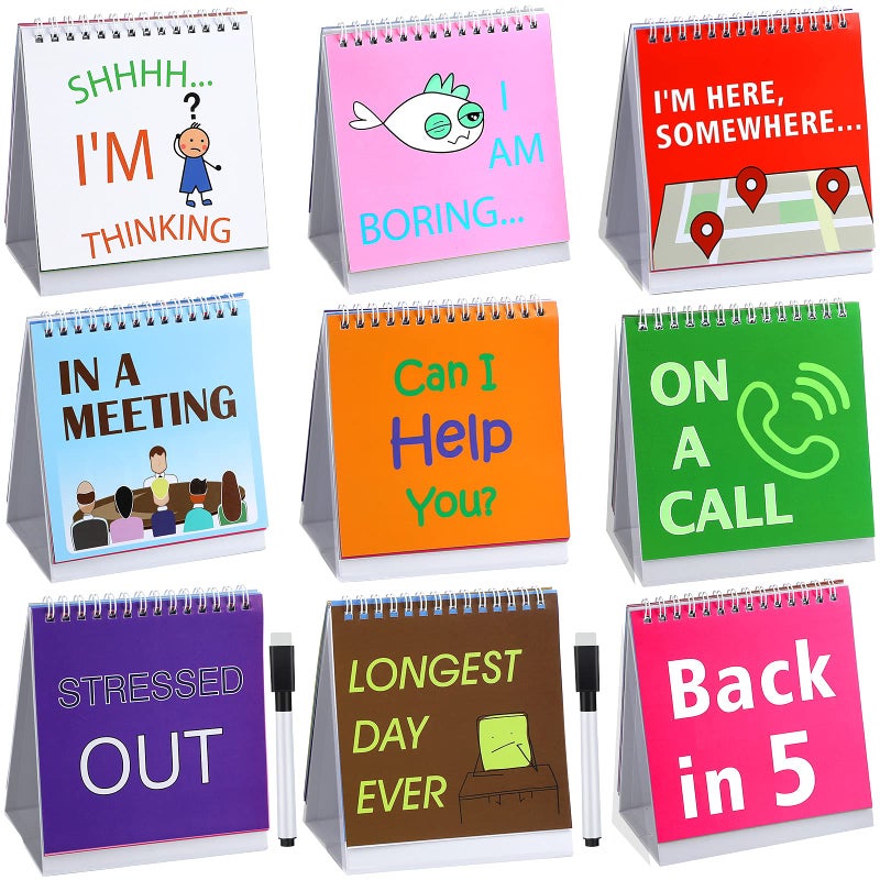 Outus 2 Pcs Funny Desk Signs Office Gifts for Coworkers Staff Christmas Cool Cubicle Desk Accessories White Elephant Gift 60 Page Fun Pictures 5" Flip-over Message Calendar with 2 Pen Daily Mood Decor - Image 1
