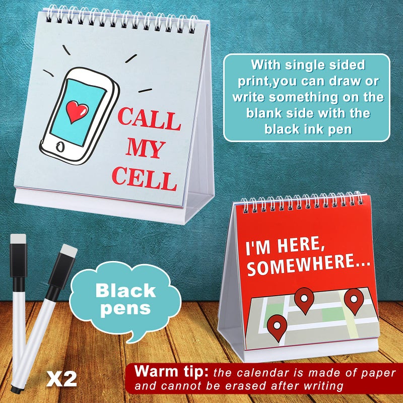 Outus 2 Pcs Funny Desk Signs Office Gifts for Coworkers Staff Christmas Cool Cubicle Desk Accessories White Elephant Gift 60 Page Fun Pictures 5" Flip-over Message Calendar with 2 Pen Daily Mood Decor - Image 4