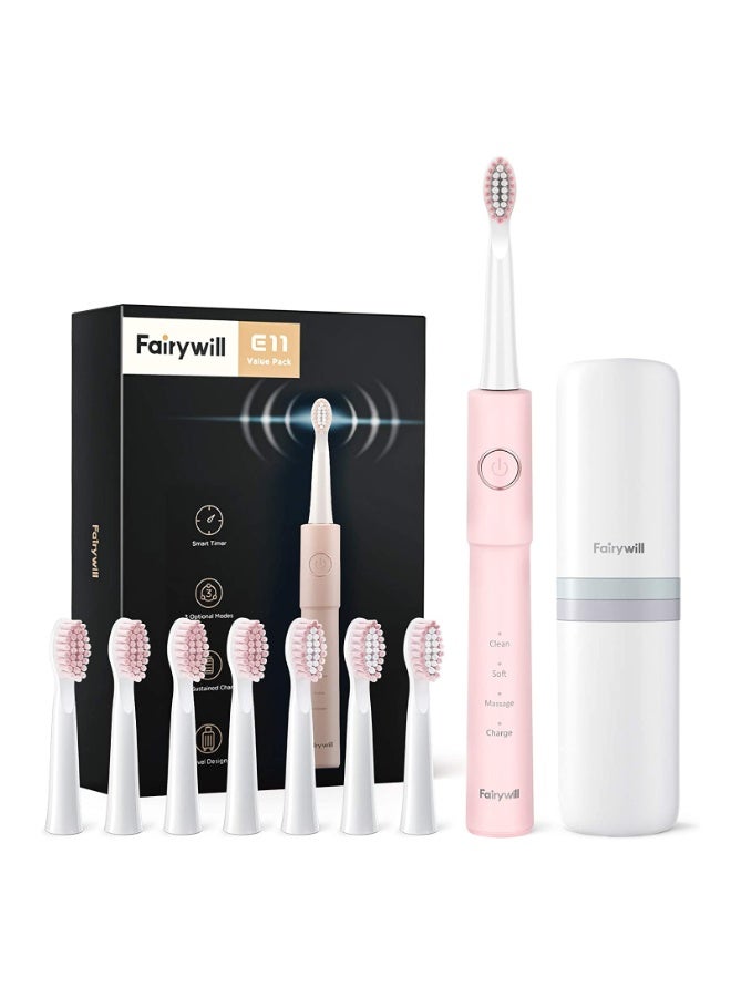 Fairywill E11 Sonic Electric Toothbrush with 8 Bursh Heads Travel Case - Image 1