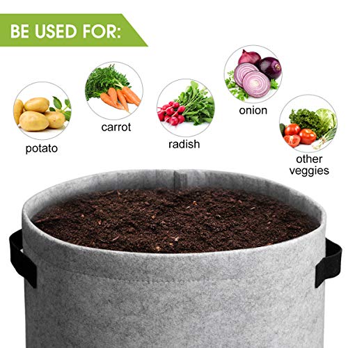 Homyhoo Potato Grow Bags with Flap 10 Gallon, 4 Pack Planter Pot with Handles and Harvest Window for Potato Tomato and Vegetables, Black and Gray - Image 4