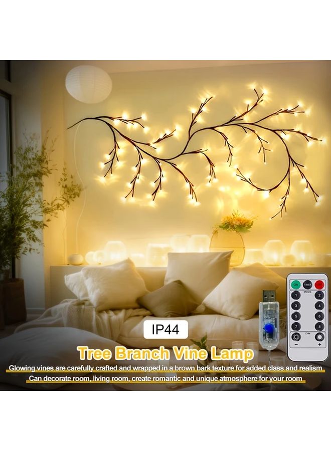96LEDs Warm White Fairy Vine Light 8 Modes Remote USB Flexible DIY Tree Decoration - Image 2