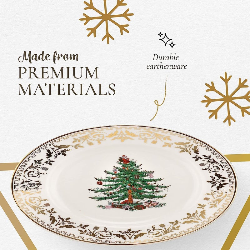 Spode Spode Christmas Tree Gold Salad Plate 8Inch Porcelain Dinner  Appetizer Plate Christmas Dinnerware Microwave  Dishwasher Safe Festive Collectible Seasonal Dining Plate  - Image 5