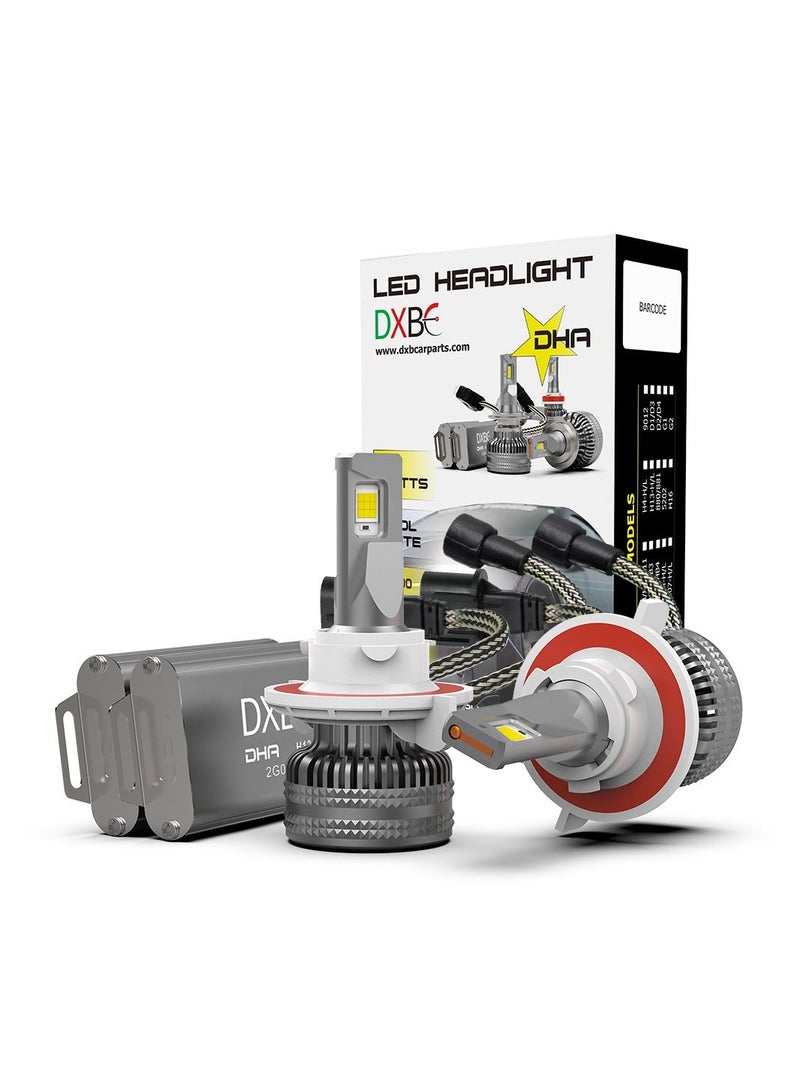 DXB-C H13/9008 100W 12.000LM SET 6500K LED Car Headlights 300% Brightness New 6500K Cool White Bulb High Beam and Low Beam Pack of 2 - Image 1