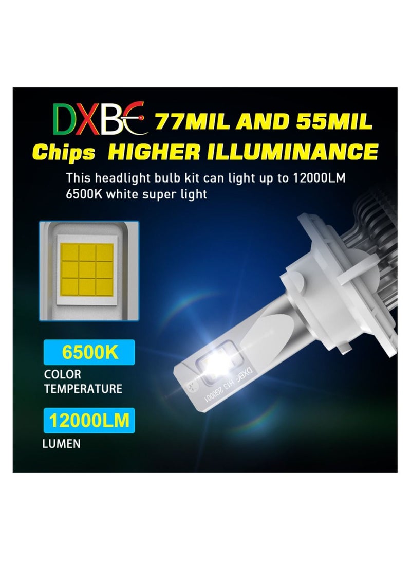 DXB-C H13/9008 100W 12.000LM SET 6500K LED Car Headlights 300% Brightness New 6500K Cool White Bulb High Beam and Low Beam Pack of 2 - Image 5