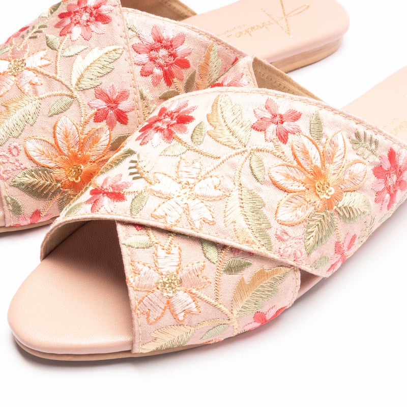 Crystalicious Rose Lace Women Flat Handcrafted by Artisticas Eco-Friendly Elegance with Embroidery All-Day Comfort - Image 2