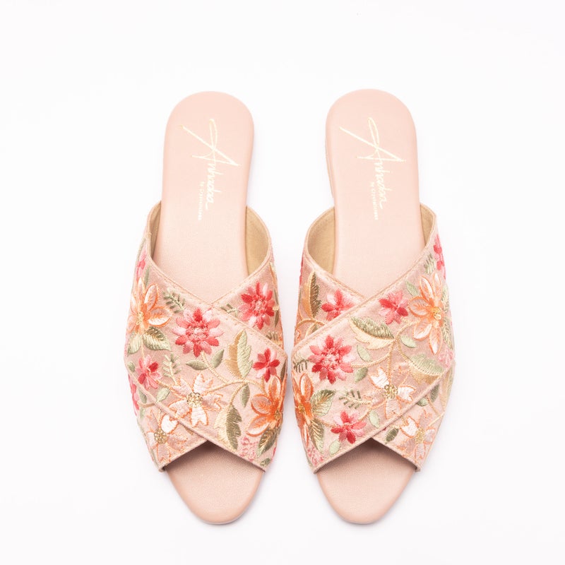 Crystalicious Rose Lace Women Flat Handcrafted by Artisticas Eco-Friendly Elegance with Embroidery All-Day Comfort - Image 1
