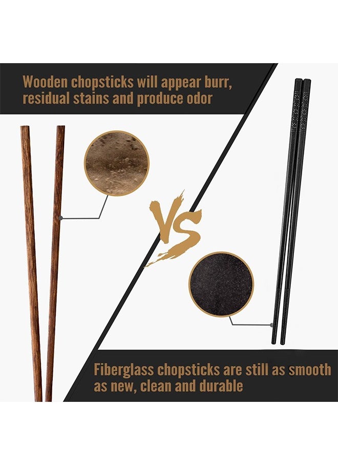 10 Pairs Fiberglass Chopsticks - Reusable Chopsticks Dishwasher Safe