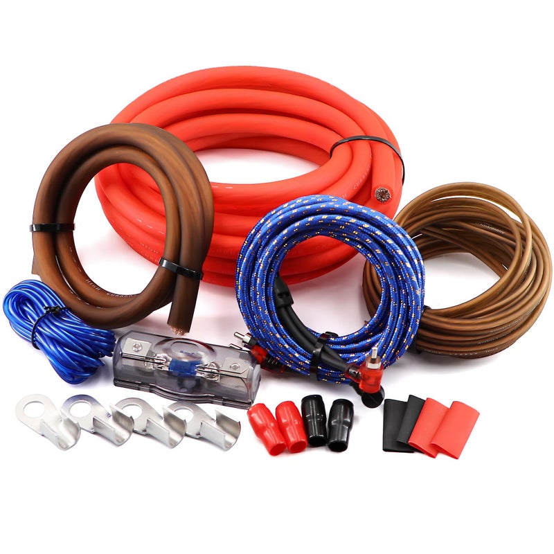 Welugnal 0 Gauge CCA Amplifier Wiring Kit 3000W Complete - Copper Clad Aluminum Car Audio Power Cable with Fuse Holder & RCA | for Subwoofer Amp Install - Image 1