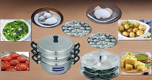 TENNYSON Multi Purpose Steamer 3 Tier with IDLI and Mini IDLI Plates