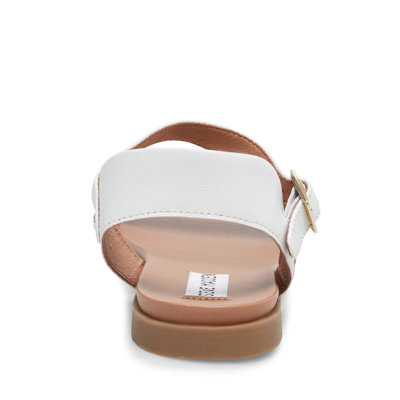 Steve Madden Women's Dina Flat Sandal, White Leather, 9 - Image 3