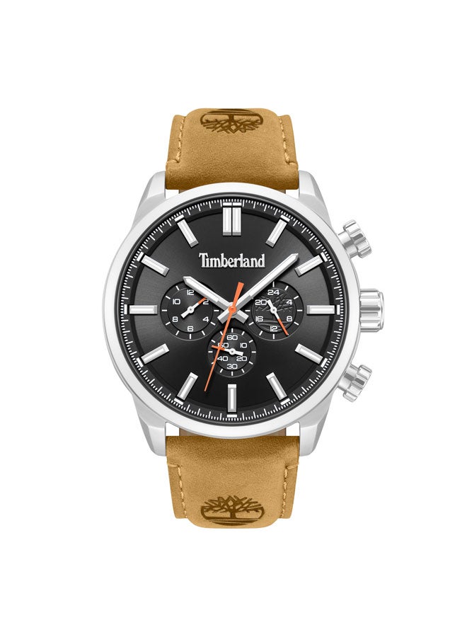 Timberland Men Henniker II Black Dial Leather Strap Chronograph Watch 44mm - Image 1