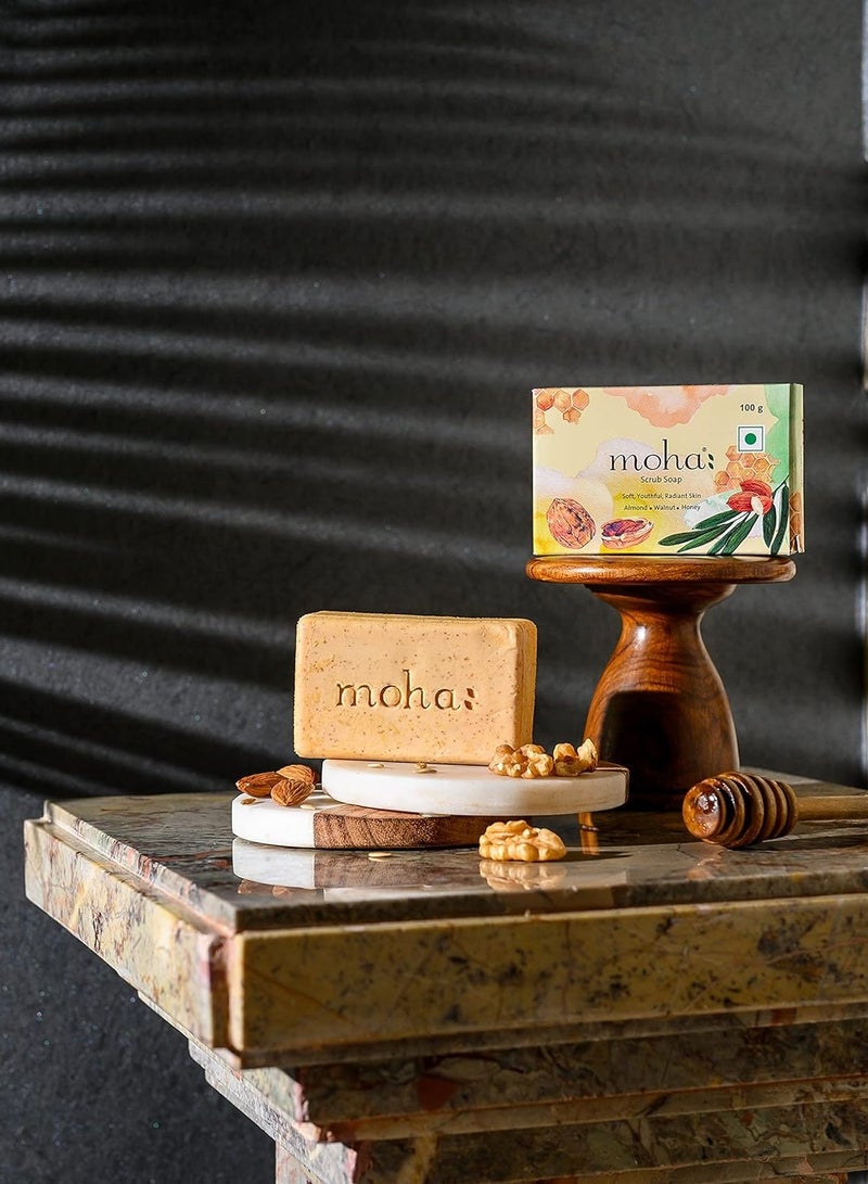 moha Scrub Soap and Face Scrub 100g Combo Blend Of Walnut Orange Peel and Oilve Oil for Skin Brightening Exfoliate Face For All Skin Typm - Image 3