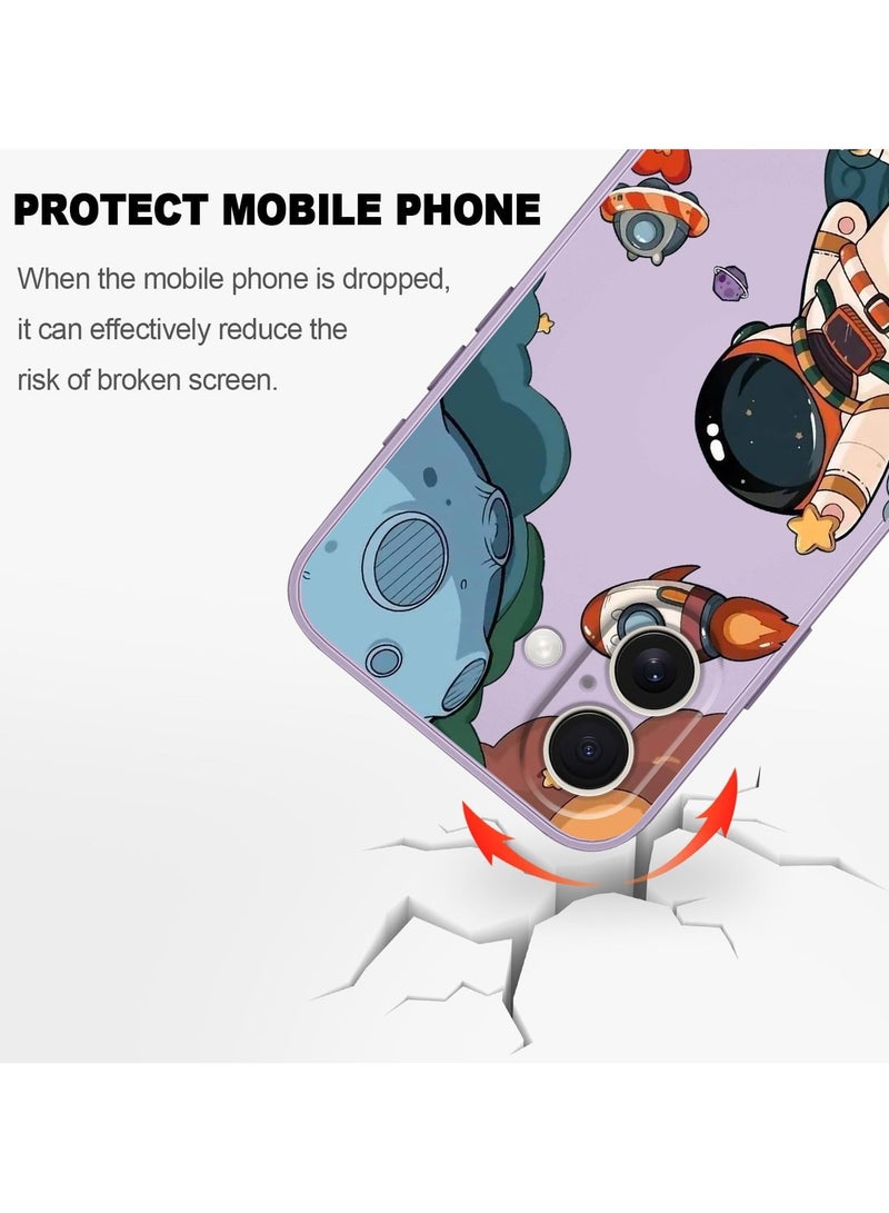 for iPhone 16 Case Scratch Resistant Soft Slim Fit Floral Phone Cover for iPhone 16 6.1 inch-Astronaut Purple - Image 4