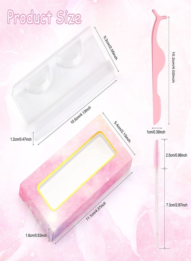 MAGEFY 175 Pieces Lash Packaging Wholesale, Include 30 Empty Eyelashes Packaging Box, 30 False Lash Trays, 15 Eyelash Tweezers and 100 Eyelash Brush Mascara Wands Disposable (Pink) - Image 3