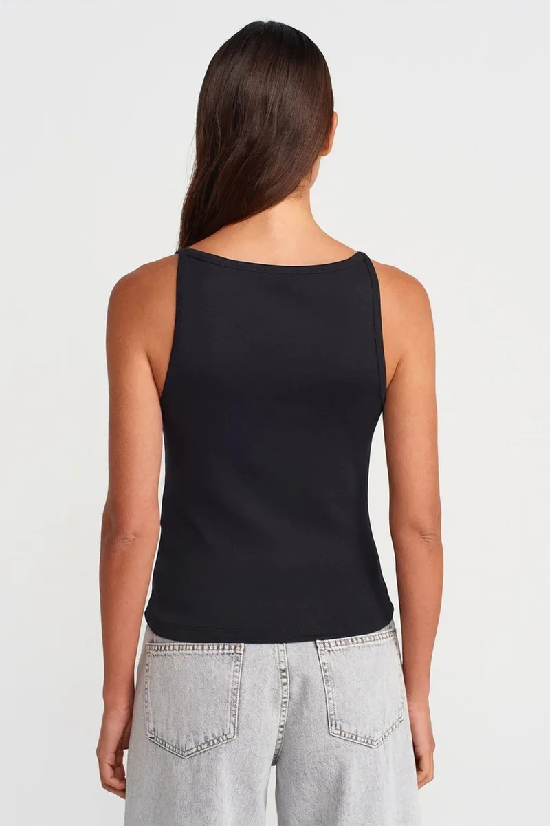 Dilvin Black DILVIN Ribbed Halterneck Slim-Fit Blouse for Women | Best Price UAE