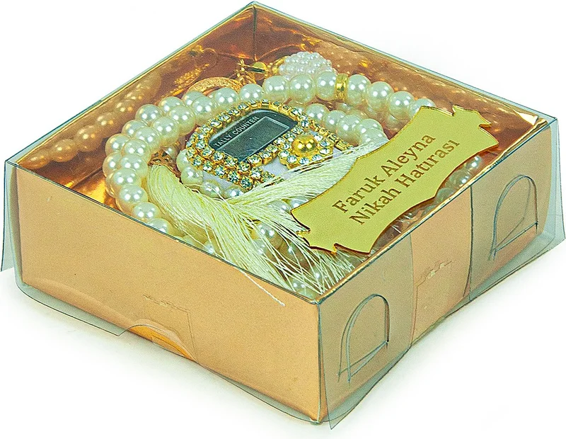 İhvan Ikhwan Special Boxed Pearl Prayer Beads Stone Zikirmatik Mevlid Gift White