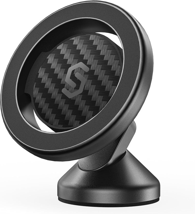 Syncwire Fits MagSafe Car Mount - Carbon Fiber Magnetic Phone Holder for Car, 360° Roation Strong Magnet Car Phone Mount Dashboard Compatible iPhone 15 Pro Max 14 13 12,Samsung,MagSafe Car Accessories - Image 1