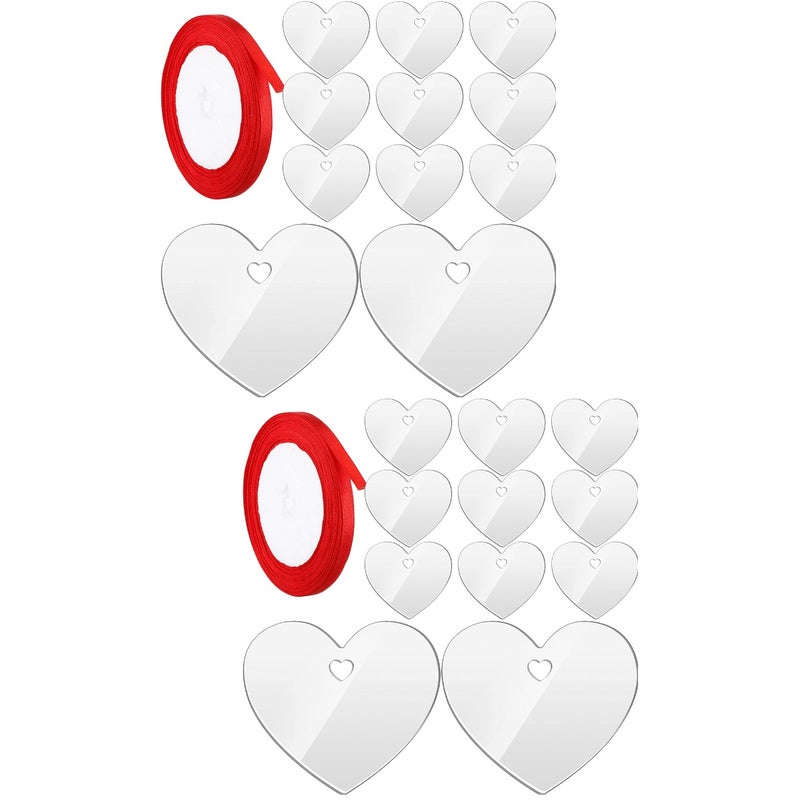 2 Sets Heart Shape Pendant Diy Hanging Valentine's Day Decoration Home Decor with Ribbon - Image 1