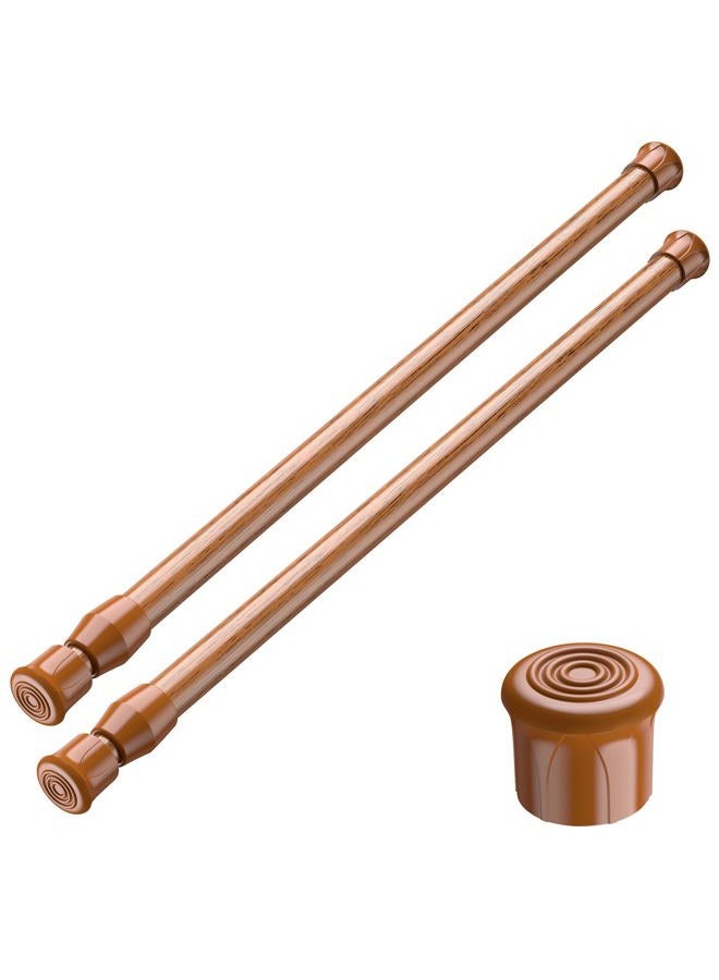 AIZESI 2 Pcs Curtain Rods Tension Rod 16 to 28 Inch Extendable Spring Vitrage Rods Wood Color Tension Curtain Rod Short Spring Tension Rod for Window Decoration - Image 1