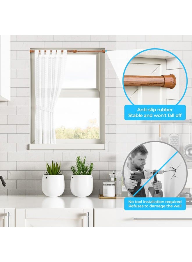 AIZESI 2 Pcs Curtain Rods Tension Rod 16 to 28 Inch Extendable Spring Vitrage Rods Wood Color Tension Curtain Rod Short Spring Tension Rod for Window Decoration - Image 4