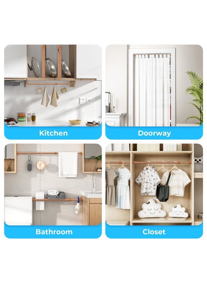 AIZESI 2 Pcs Curtain Rods Tension Rod 16 to 28 Inch Extendable Spring Vitrage Rods Wood Color Tension Curtain Rod Short Spring Tension Rod for Window Decoration - Image 5
