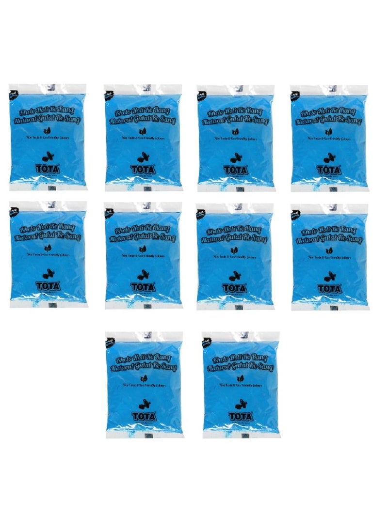 TOTA Pack of 10 Tota Holi colour and Gulal blue colour for Holi party 80 g each 