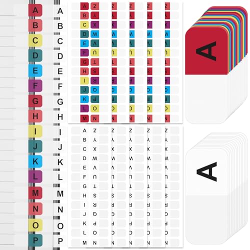 OIIKI 364PCS Alphabet Tabs, Colorful/White A to Z 26 Letters Alphabet Stickers, Alphabetical Tabs Indexes, School Alphabet Label Stickers for Books, Dictionary, Notes, File (14 Sheets) - Image 1