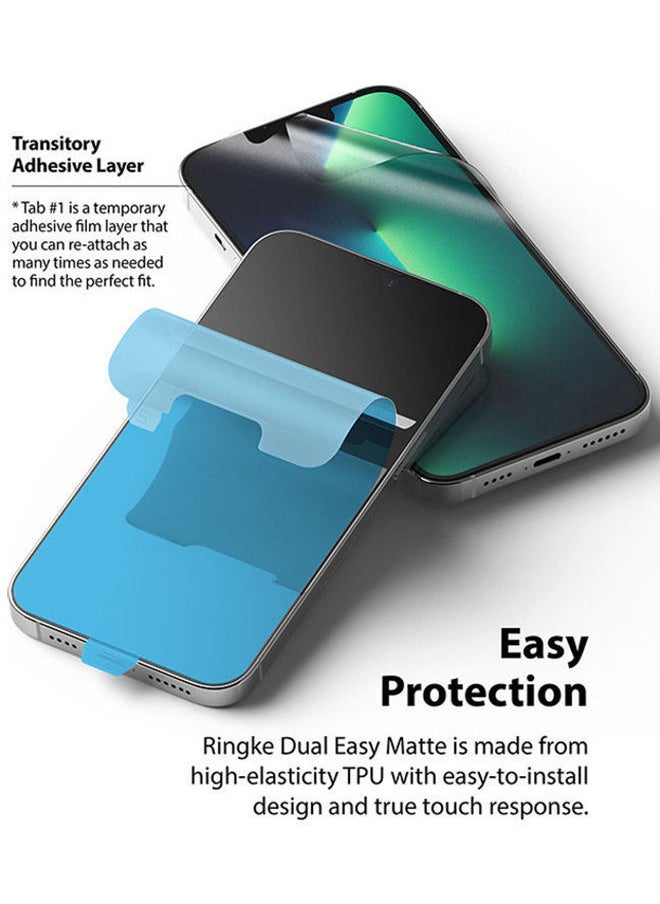 NIBEMINENT Pack Of 2 Dual Easy Matte Screen Protector For Apple iPhone 13 Pro Max, Protection, Anti-Fingerprint, Anti-Glare Protective Film Clear  - Image 2