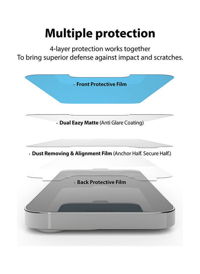 NIBEMINENT Pack Of 2 Dual Easy Matte Screen Protector For Apple iPhone 13 Pro Max, Protection, Anti-Fingerprint, Anti-Glare Protective Film Clear  - Image 4