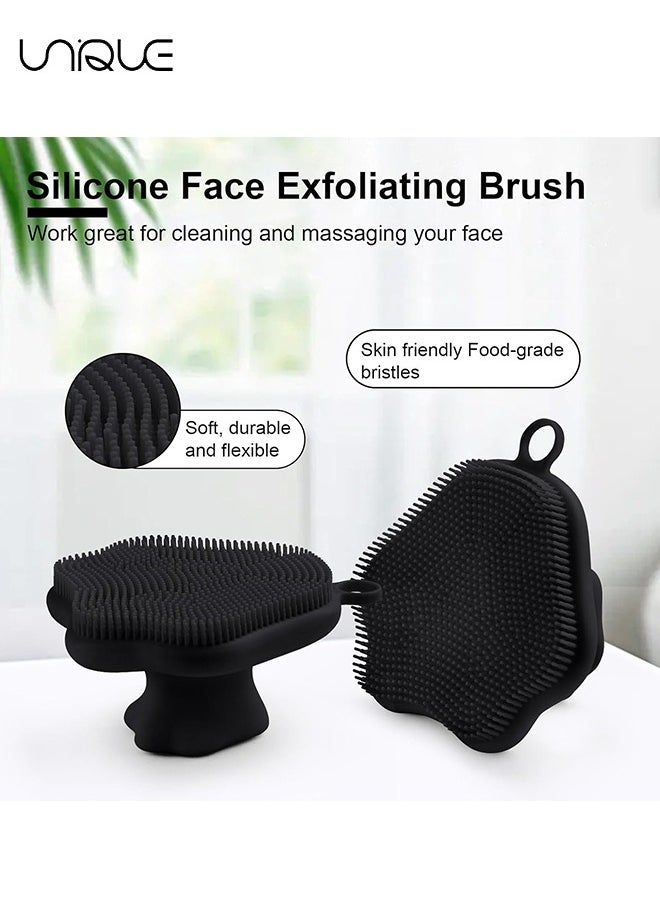 Unique Silicone Face Scrubber for Men and Women, 2Pack Manual Facial Cleansing Brush Small and Lightweight, Face Scrubber Exfoliator for Face and Body Wash Scrubber Tool（Black and Pink）  - Image 5