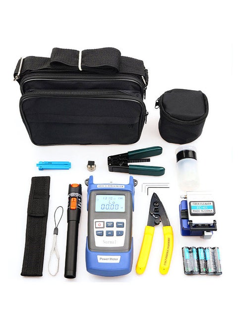 Optical Fiber Tool Set Fiber Cleaver Set Cold Contact Cutting Tool Set with Optical Power Meter Red Pen Wire Stripper Storage Bag