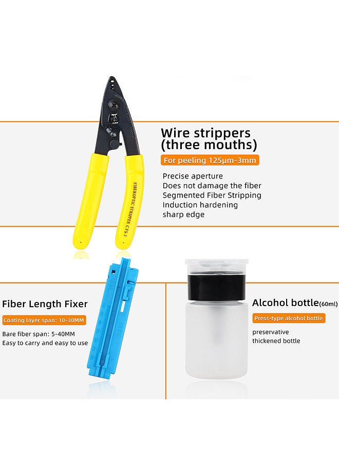 Generic - Optical Fiber Tool Set Fiber Cleaver Set Cold Contact Cutting Tool Set with Optical Power Meter Red Pen Wire Stripper Storage Bag - Image 1