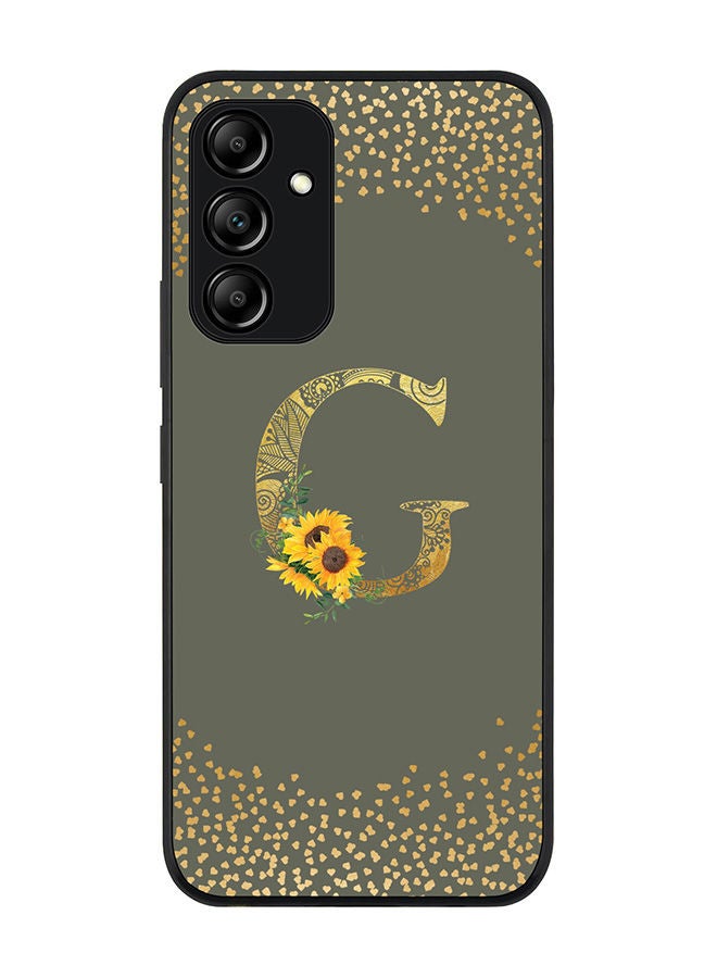 Stylizedd Rugged Black edge case for Samsung Galaxy A54 5G Slim fit Soft Case Flexible Rubber Edges Anti Drop TPU Gel Thin Cover - Custom Monogram Initial Letter Floral Pattern Alphabet - G (Olive Green) - Image 1