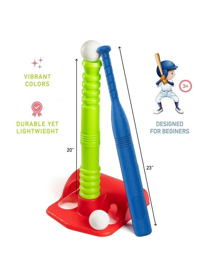 Play22 T Ball Set for Toddlers - Tball Set for Kids 3-5, 8 Large Balls, 23" Batting Tee - Kids Baseball Bat Tee - Wiffle Ball, Toddler Outdoor Toys Play Equipment, Gifts for 4 Year Old Boys and Girls