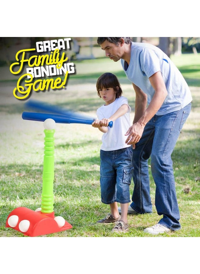 Play22 T Ball Set for Toddlers - Tball Set for Kids 3-5, 8 Large Balls, 23" Batting Tee - Kids Baseball Bat Tee - Wiffle Ball, Toddler Outdoor Toys Play Equipment, Gifts for 4 Year Old Boys and Girls
