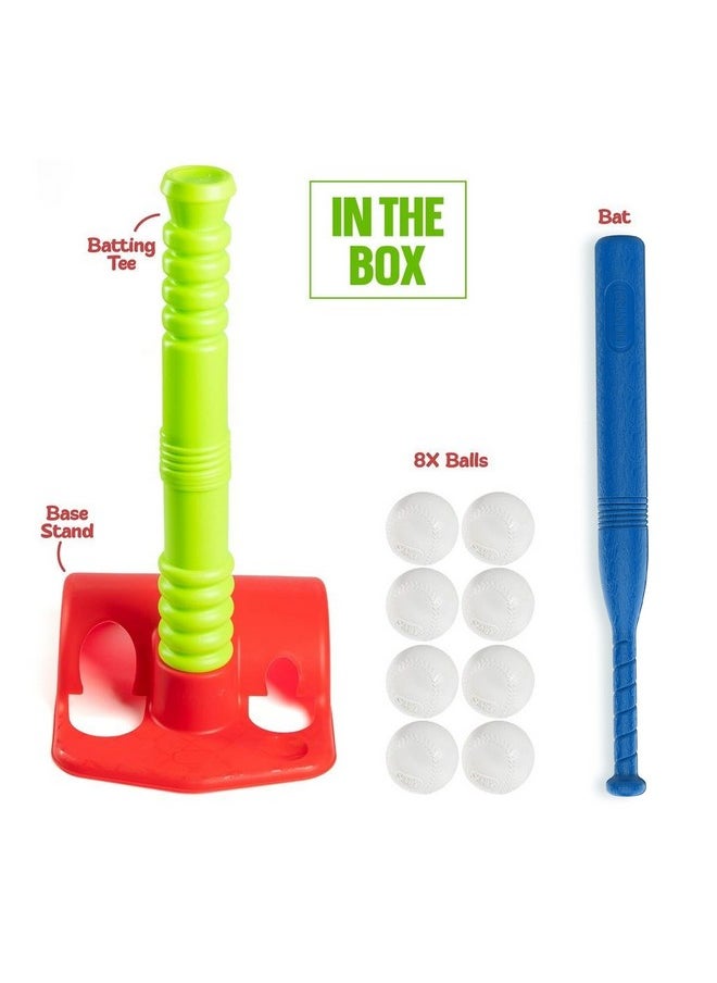 Play22 T Ball Set for Toddlers - Tball Set for Kids 3-5, 8 Large Balls, 23" Batting Tee - Kids Baseball Bat Tee - Wiffle Ball, Toddler Outdoor Toys Play Equipment, Gifts for 4 Year Old Boys and Girls