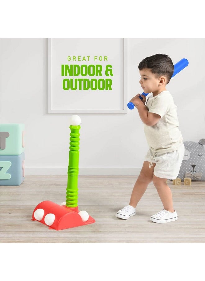 Play22 T Ball Set for Toddlers - Tball Set for Kids 3-5, 8 Large Balls, 23" Batting Tee - Kids Baseball Bat Tee - Wiffle Ball, Toddler Outdoor Toys Play Equipment, Gifts for 4 Year Old Boys and Girls