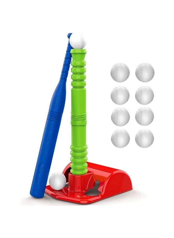 Play22 T Ball Set for Toddlers - Tball Set for Kids 3-5, 8 Large Balls, 23" Batting Tee - Kids Baseball Bat Tee - Wiffle Ball, Toddler Outdoor Toys Play Equipment, Gifts for 4 Year Old Boys and Girls