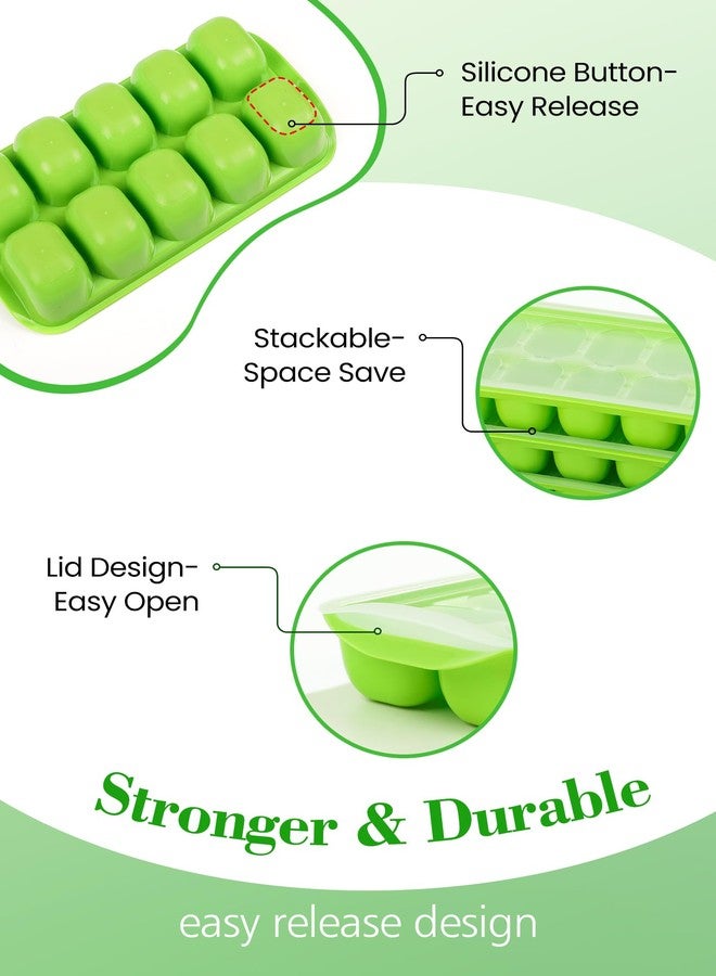 DOQAUS Ice Cube Tray with Lid and Bin - 4 Pack Ice Bucket Kits, Stackable Silicone Ice Trays for Freezer, Easy Pop Out, BPA Free for Cocktail, Coffee, Soup, Food, RV, Kitchen - Image 4