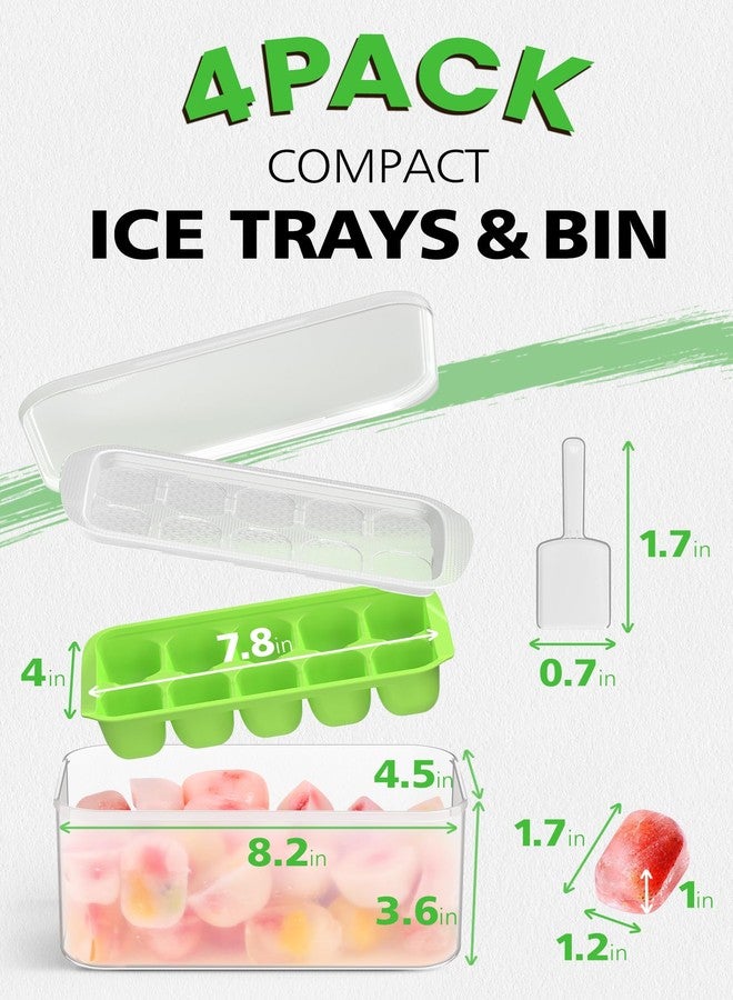 DOQAUS Ice Cube Tray with Lid and Bin - 4 Pack Ice Bucket Kits, Stackable Silicone Ice Trays for Freezer, Easy Pop Out, BPA Free for Cocktail, Coffee, Soup, Food, RV, Kitchen - Image 3