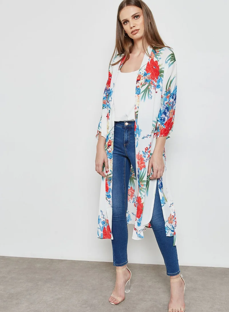Ginger Floral Print Longline Kimono