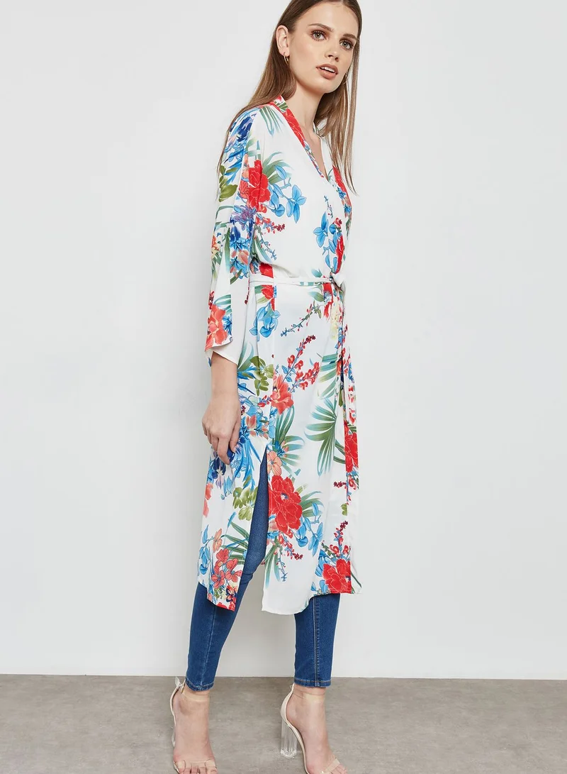 Ginger Floral Print Longline Kimono