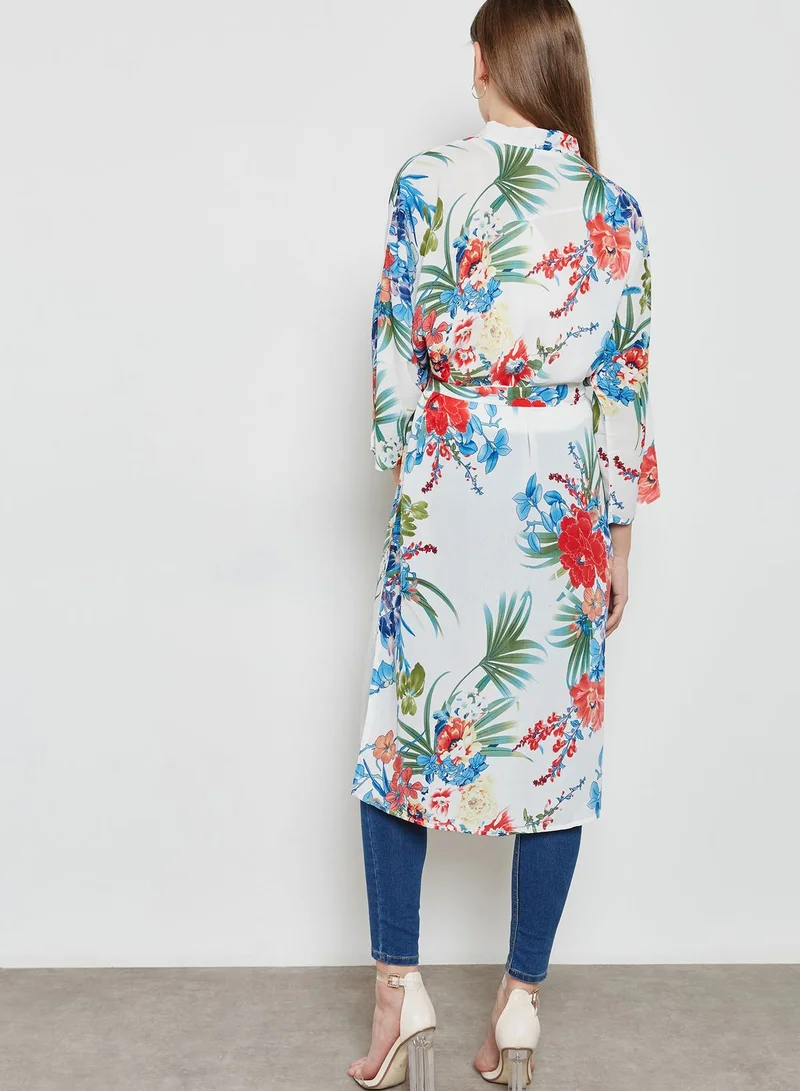 Ginger Floral Print Longline Kimono