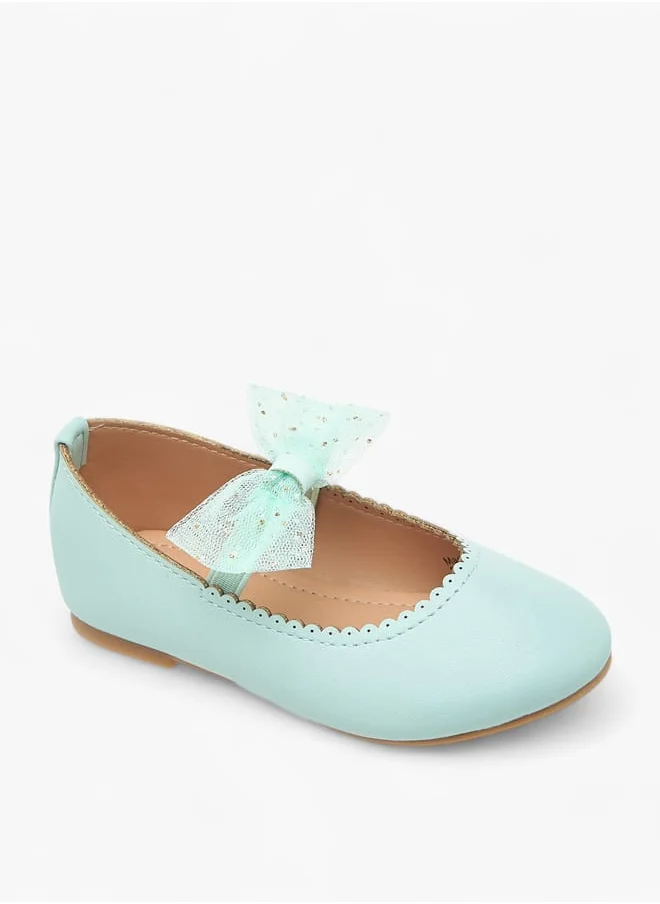 Flora Bella By Shoexpress Girls Bow Detail Ballerina Shoes with Elasticated Strap