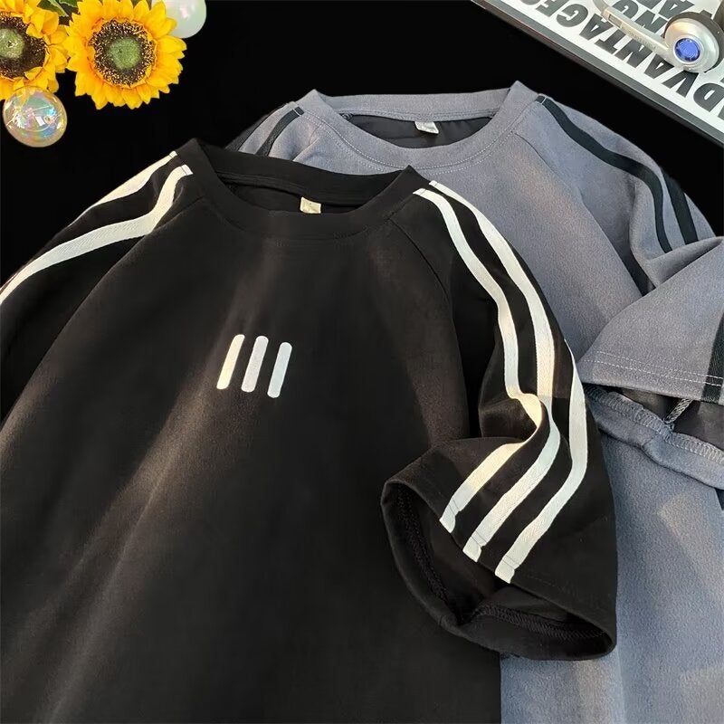 American Style Heavy Short-Sleeved T-Shirt Men'S 2024 Suede Simple Loose Round Neck Half Sleeve For Teenagers - Image 5